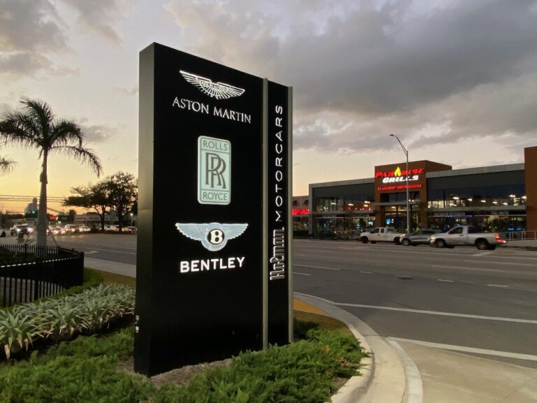 Aston Martin Monument Signs Made by Southlake Signs Tampa in Tampa, FL